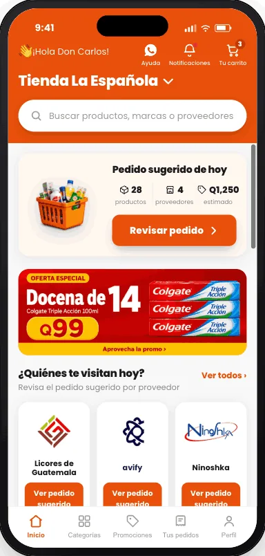 Pantalla de inicio de la app MercaPro